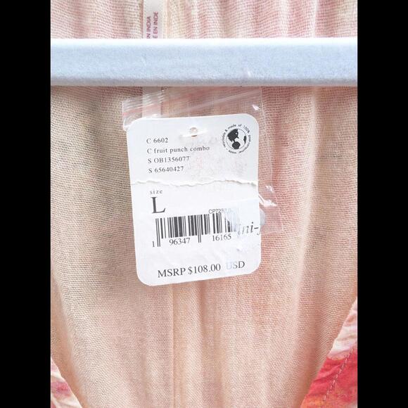NWT Free People Freddy Tie Mini Dress In Fruit Punch Combo Women's Size Large - Picture 4 of 5